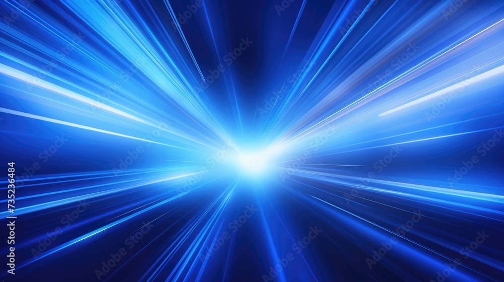 Poster blue linear speed effect with white flares. abstract background with glowing lights symbolizing