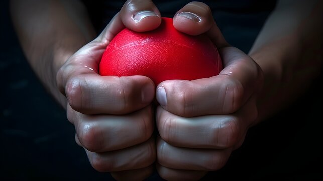 photograph of a person's hands gripping tightly onto a stress ball