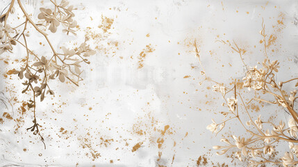 white painted background with gold flowers