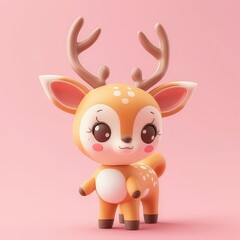 charming baby deer cartoon in 3D illustration
