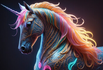 Obraz na płótnie Canvas Fantasy Neon Unicorn