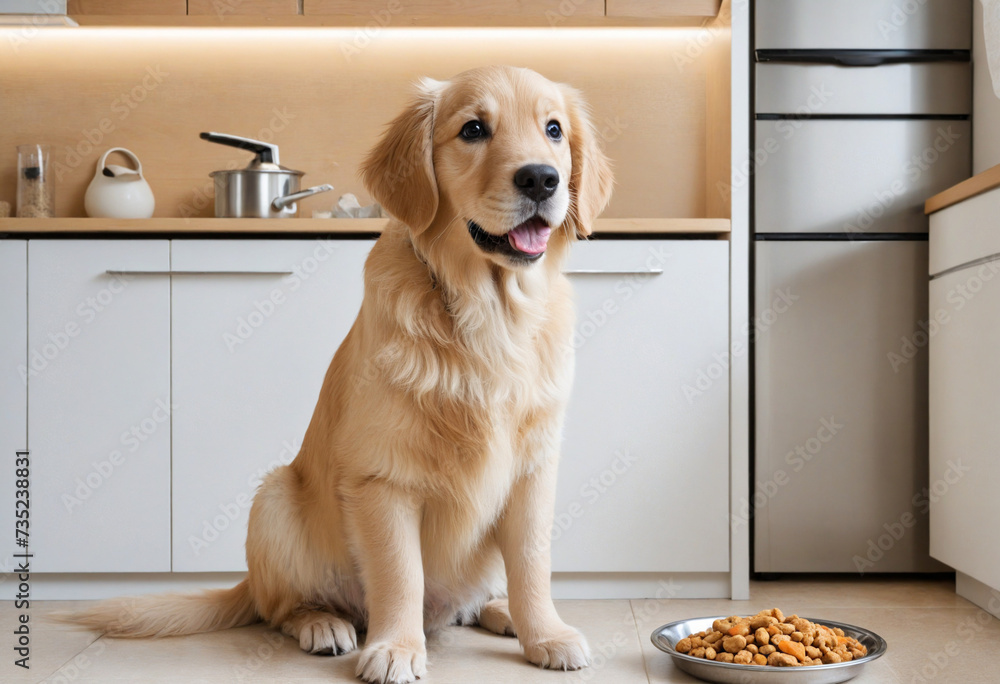 Wall mural adorable young dog resting in the kitchen