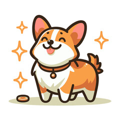 Obraz premium Corgi Dog Logo, cartoon style vector isolated