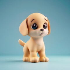 3D illustration of a cute baby dog cartoon
