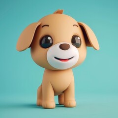 charming baby dog cartoon in 3D illustration
