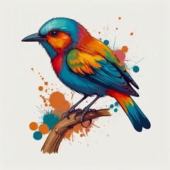 Painting of a colorful bird.