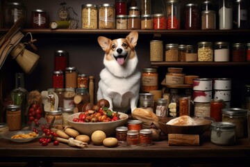 Pet food pot kitchen. Meat canine. Generate Ai - obrazy, fototapety, plakaty