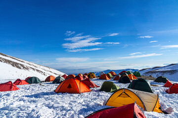 Scenic views from Erciyes mountain which is a resort area for winter sports, climbing, alpinism and...