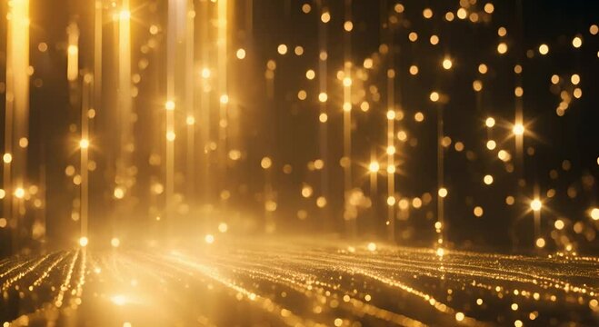 Abstract golden glitter animation, luxury gold light streak. Particle luxury for ceremony background