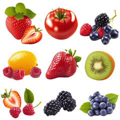 Set of Fruits on transparent background
