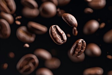 coffee beans falling in the air