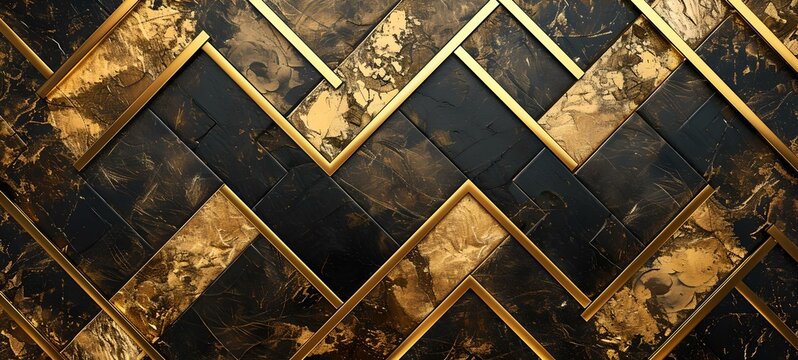 Elegant Black And Gold Patterned Background. Luxurious Abstract Design. Versatile Backdrop For Luxury Branding. Modern And Stylish Wallpaper Texture. AI