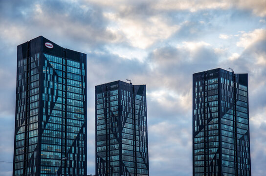 Istanbul, Turkey - 22.01.2024 : Henkel headquarters modern high buildings against cloudy sky
