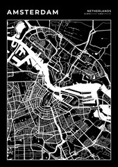 Amsterdam City Map, Cartography Map, Street Layout Map