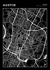 Austin City Map, Cartography Map, Street Layout Map