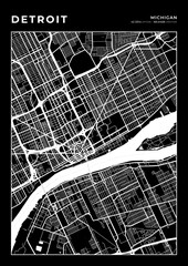 Detroit City Map, Cartography Map, Street Layout Map