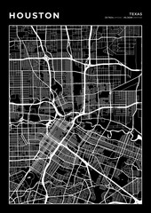 Naklejka premium Houston City Map, Cartography Map, Street Layout Map