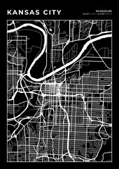 Kansas City City Map, Cartography Map, Street Layout Map