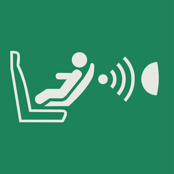 SAFETY CONDITION SIGN PICTOGRAM, CHILD SEAT PRESENCE AND ORIENTATION DETECTION SYSTEM (CPOD) ISO 7010 &ndash; E014, VECTOR