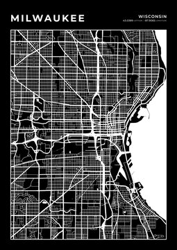 Milwaukee City Map, Cartography Map, Street Layout Map