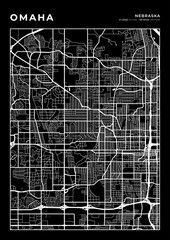 Omaha City Map, Cartography Map, Street Layout Map - obrazy, fototapety, plakaty