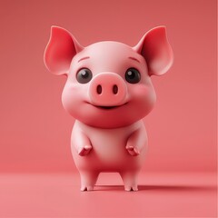 3D illustration of a cute baby pig cartoon
