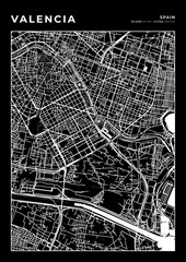 Obraz premium Valencia City Map, Cartography Map, Street Layout Map