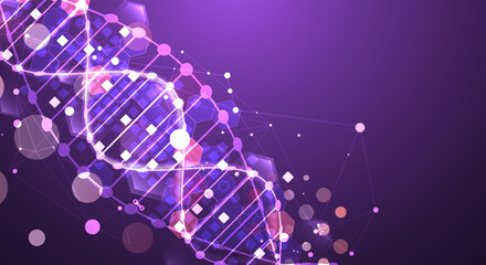 Scientific and technological background. Abstract image of DNA molecule. Vector illustration. Hand drawn.