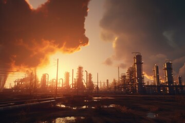 Petroleum production factory. Chemical steel. Generate Ai