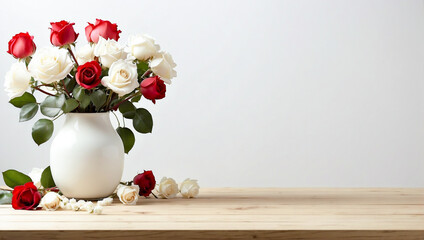 Bouquet of red and white rose flowers