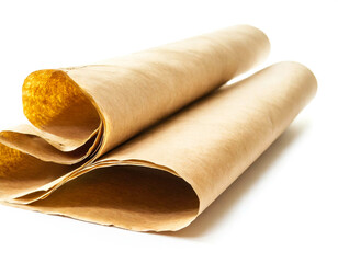 Pergament isoliert auf wei&szlig;en Hintergrund, Freisteller 