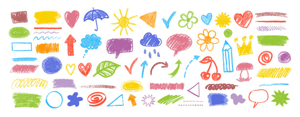 Vector set of child drawings elements doodles