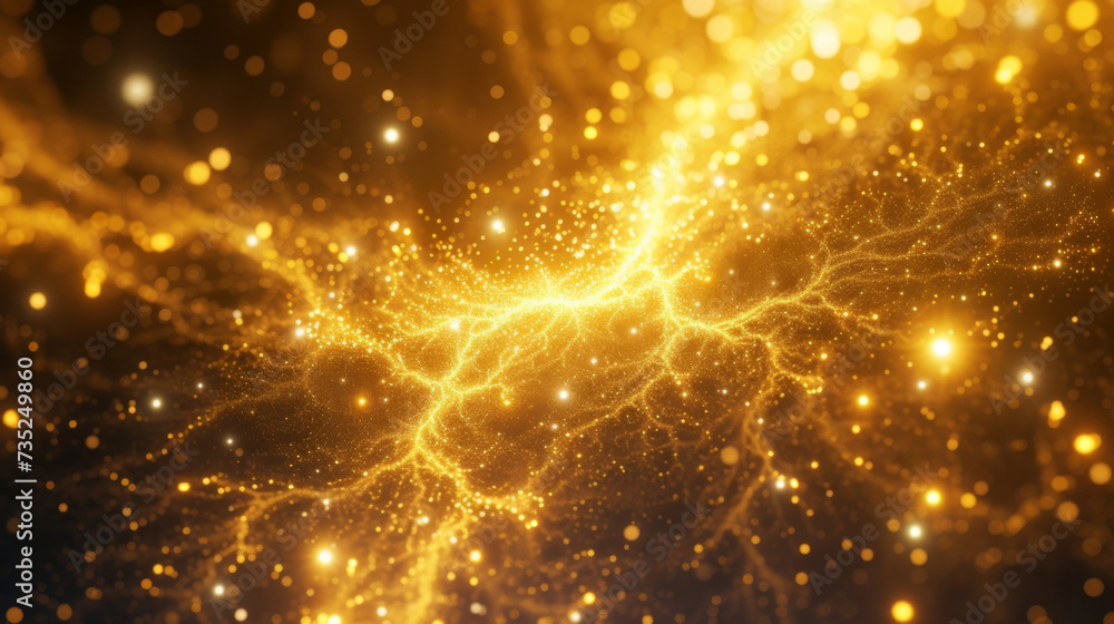 Poster golden streams of light intertwine and pulse with an otherworldly energy illuminating the void with 