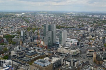 Aerial view Frankfurt skyline.  Frankfurt am Main, Germany