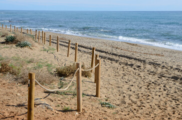 Lonely beach in Marbella, Spain - 735252656