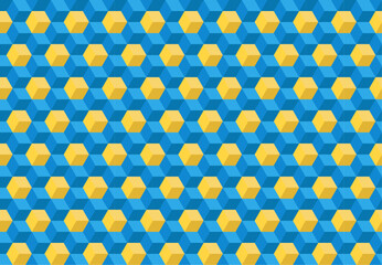 Seamless pattern with blue and yellow cubes. Vector illustration