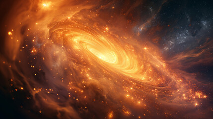 Galactic Spiral in Cosmic Glow - obrazy, fototapety, plakaty