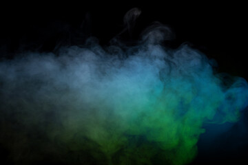 Fototapeta na wymiar Green and white steam on a black background.