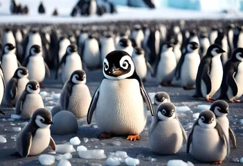 Gordijnen group of penguins on ice © Sidra