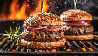 HAMBURGUER NA GRELHA EM UM CONCEITO DE HAMBURGUERIA ARTESANAL