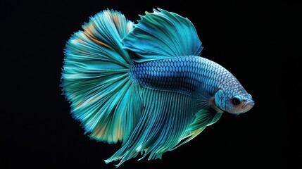 Fototapeta premium beautiful blue fish on black background