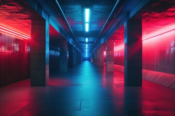 futuristic underground big dark tunnel