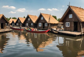 Fototapeta premium houses on the river