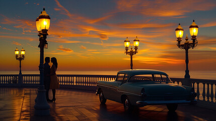 a couple sharing a romantic moment of togetherness on a pier