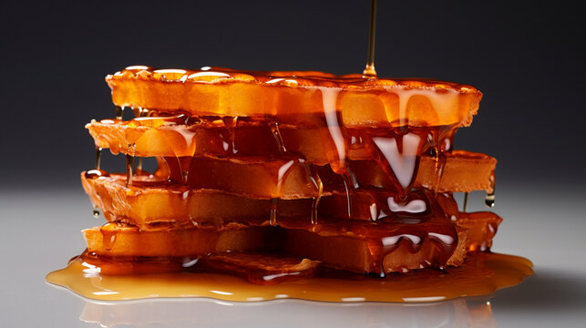 a stack of cupcakes covered in caramel sauce