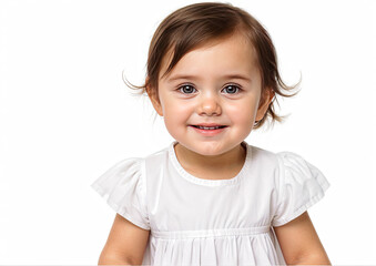 Portrait of a cute little girl isolated on a white background