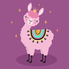cute card with princess llama