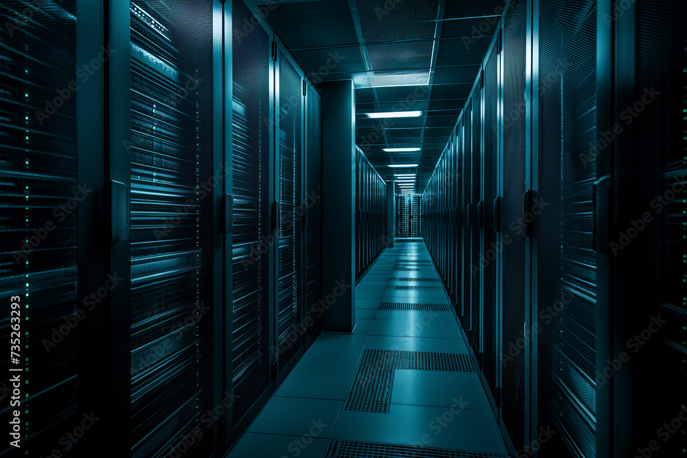 Wall mural server room in a data center