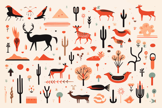 a picture of a variety of animals and plants