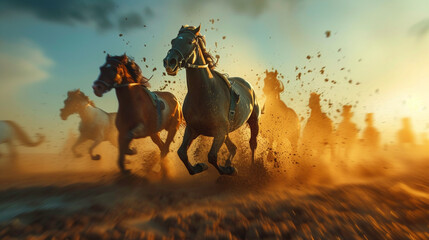 A competitive business environment depicted as a horse race